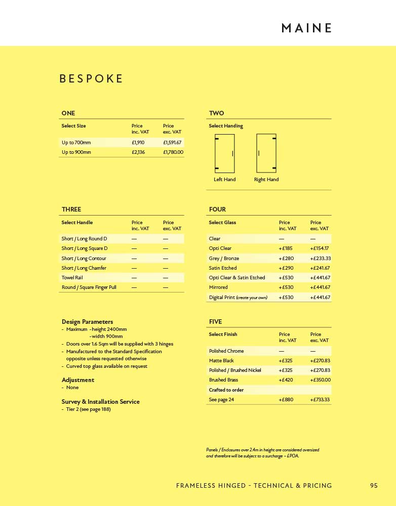 Maine Bespoke specification