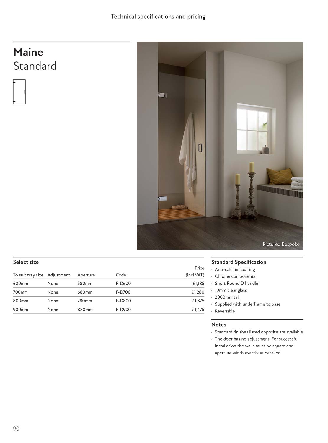 Maine Standard specification
