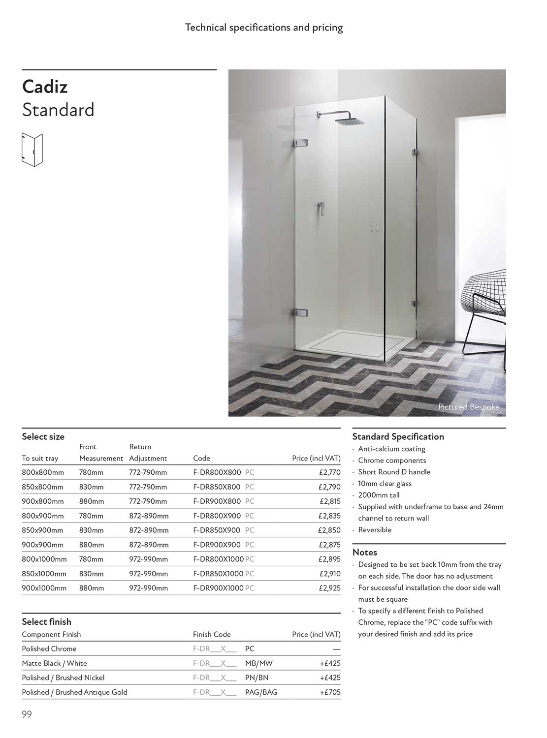 Cadiz Standard brochure page
