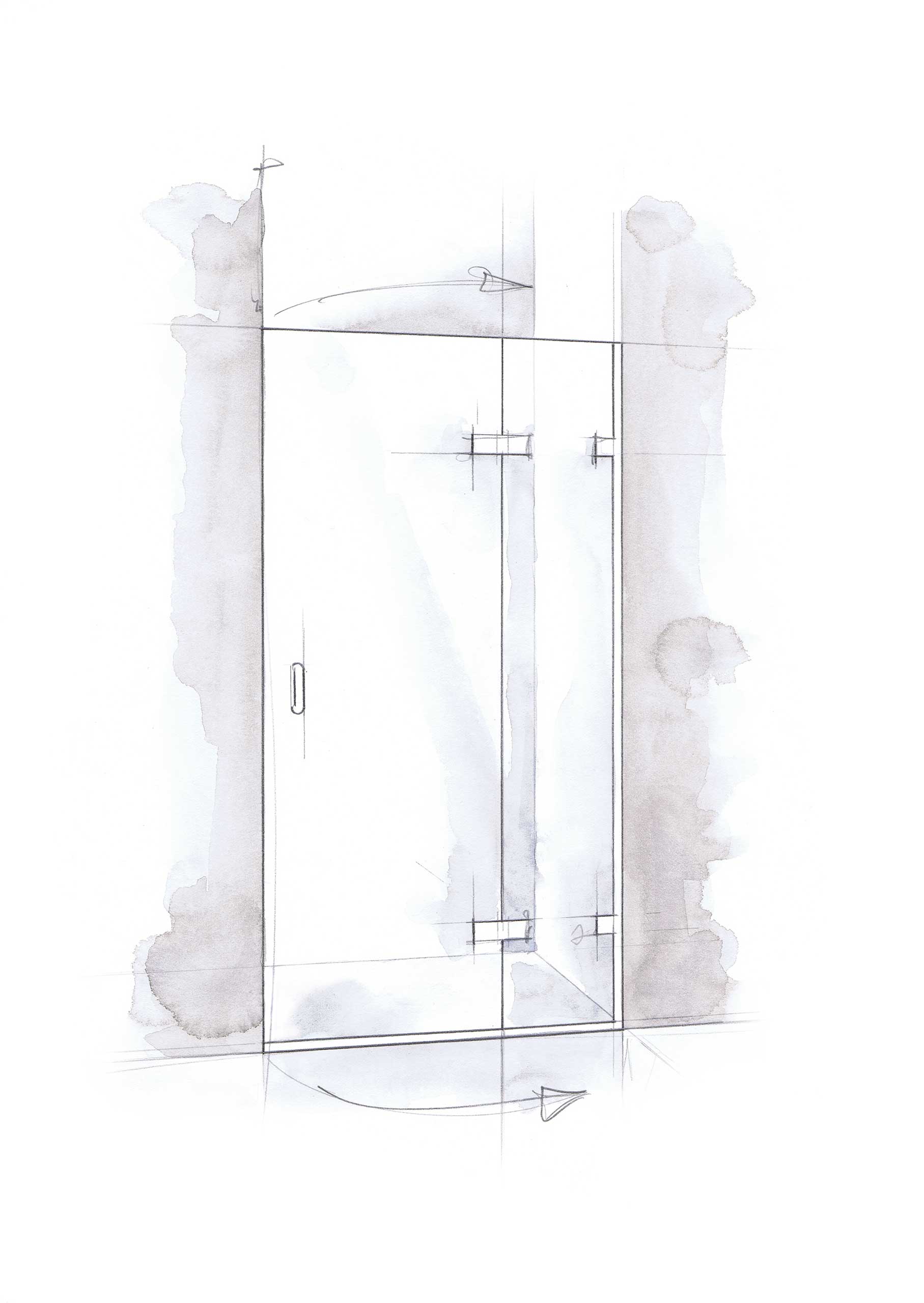 Agave hinged door shower enclosure