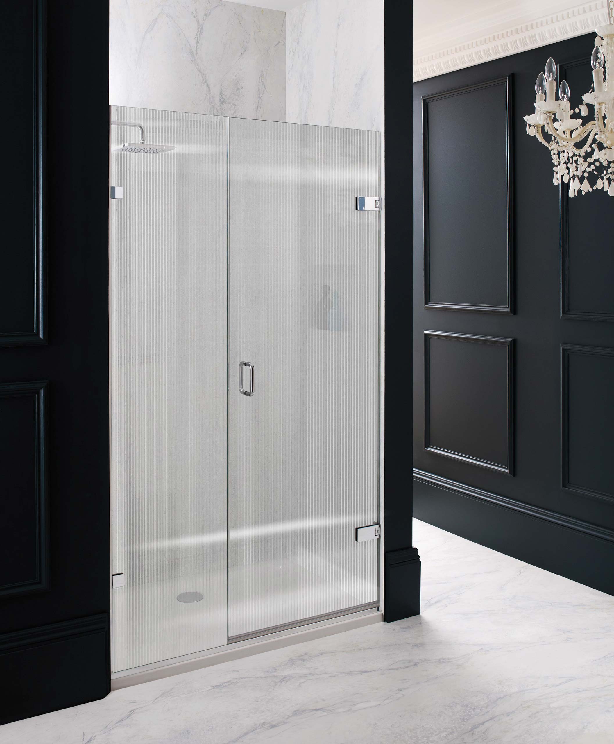 Rio hinged shower enclosure with fluted glass