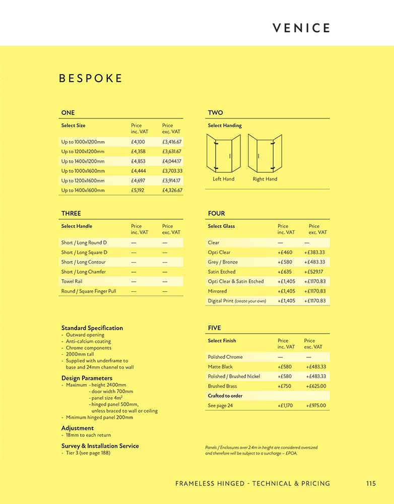 Venice Bespoke specification