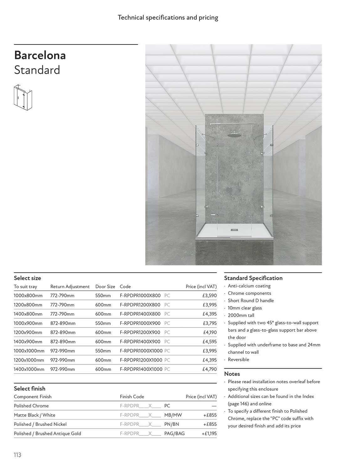 Barcelona Standard brochure page