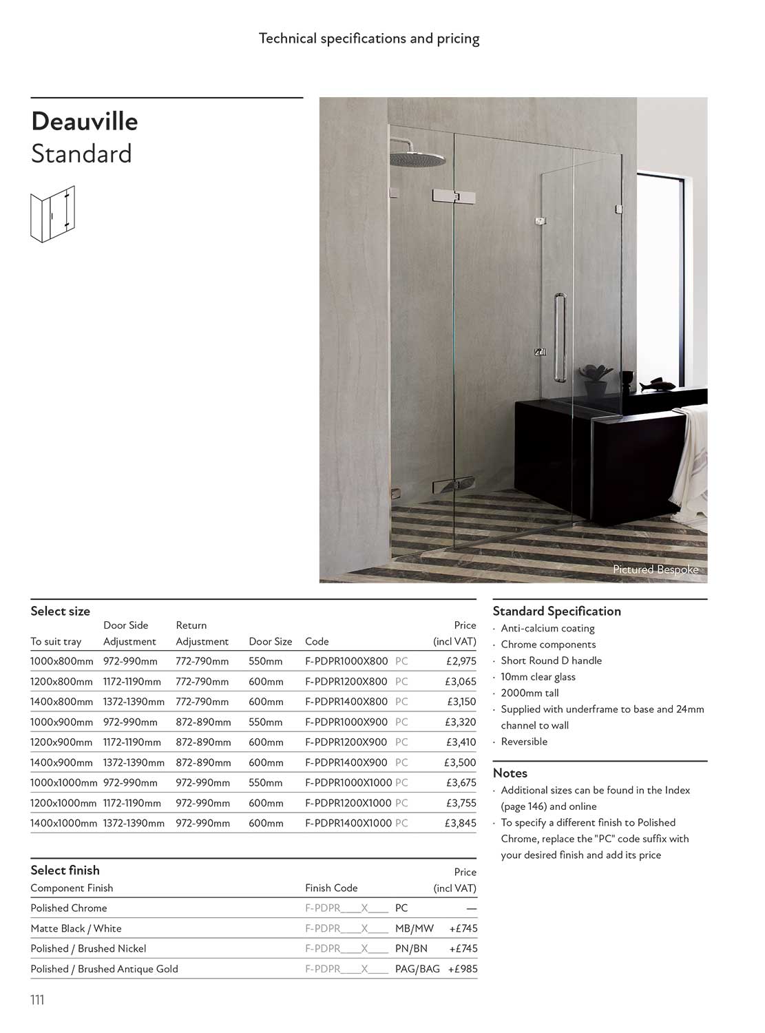 Deauville Standard specification