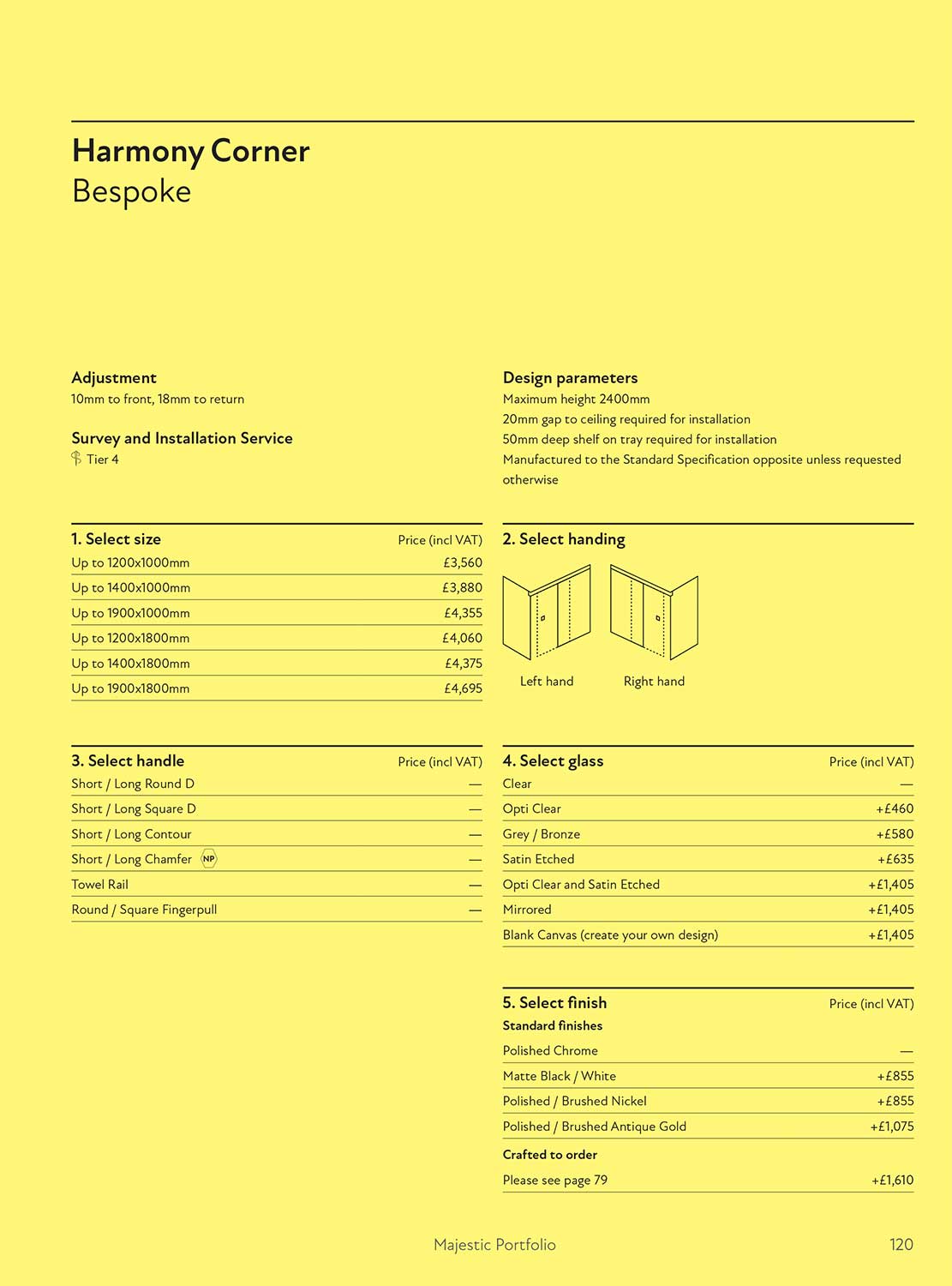 Harmony Corner Bespoke brochure page