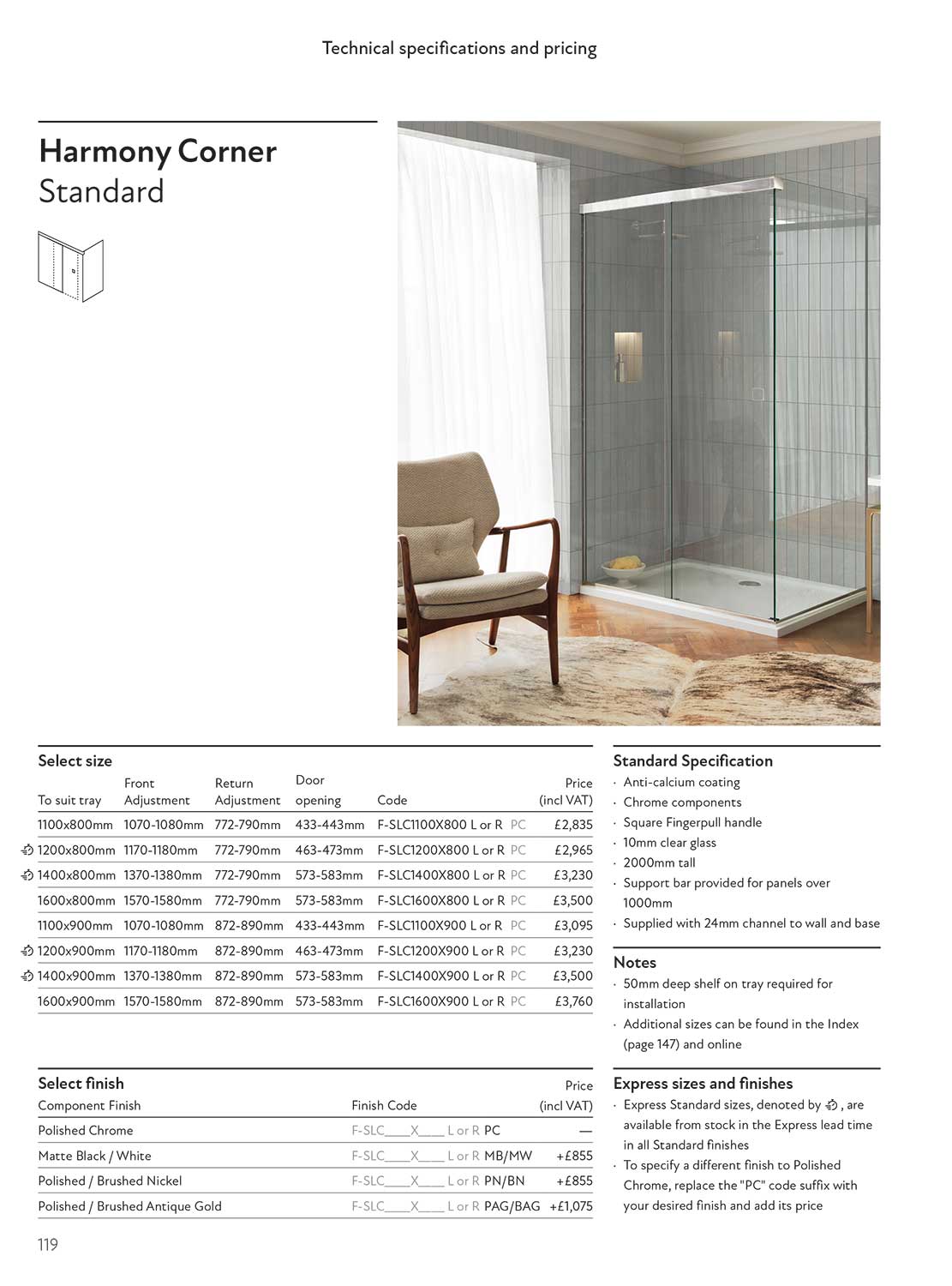 Harmony Corner Standard brochure page