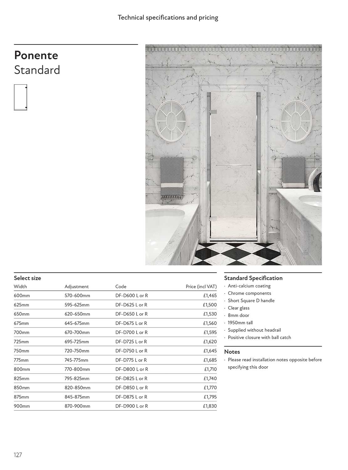 Ponente Standard brochure page