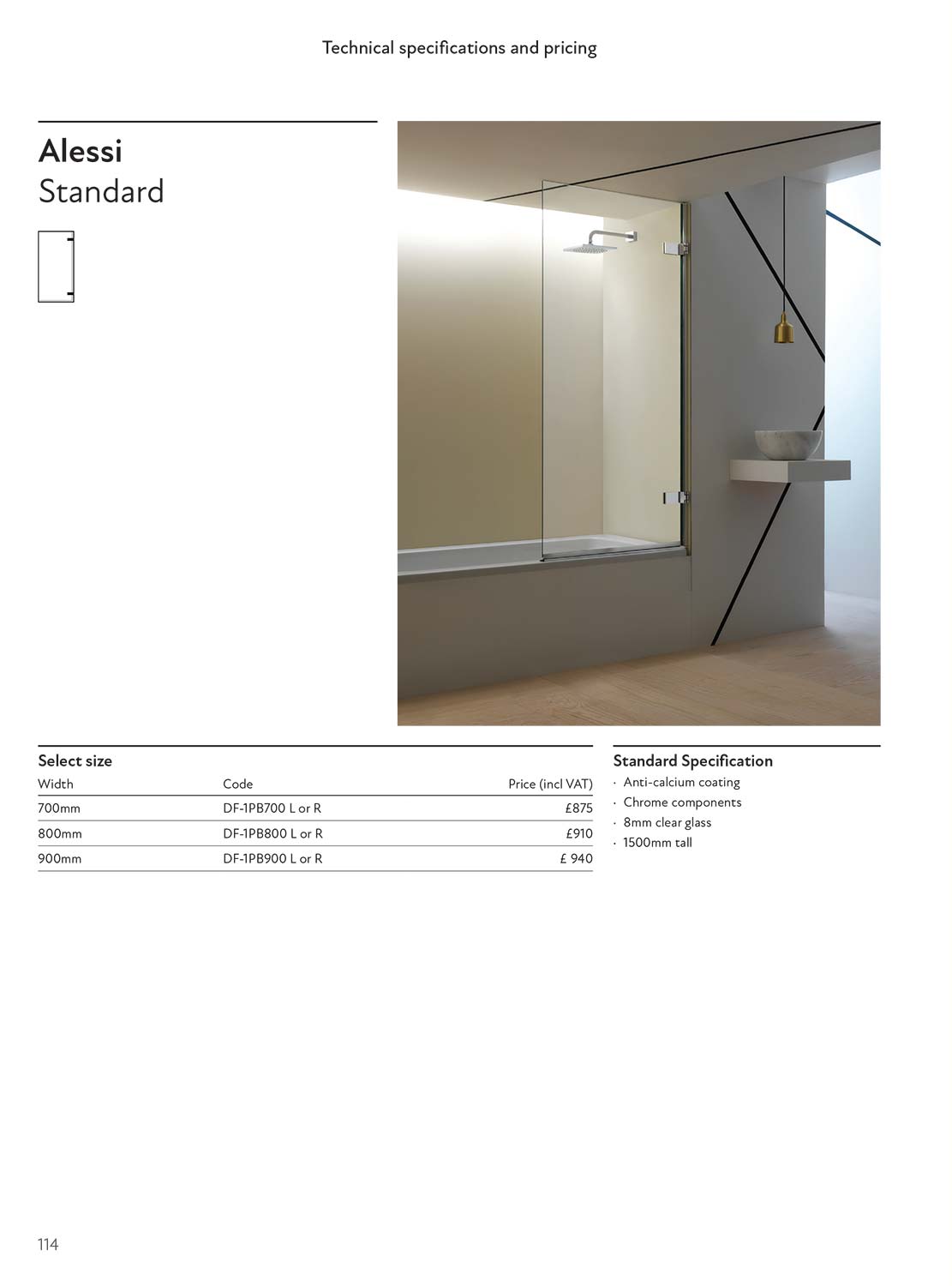 Alessi Standard specification