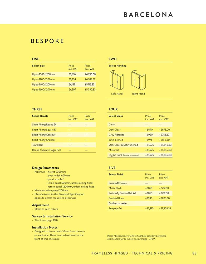 Barcelona Bespoke specification