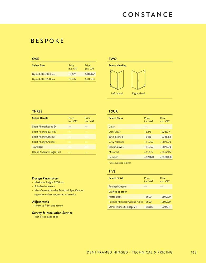 Constance Bespoke specification