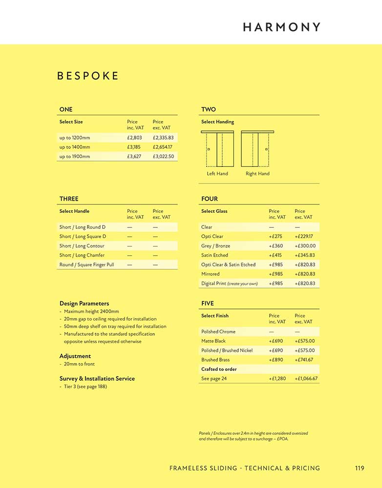 Harmony Bespoke specification