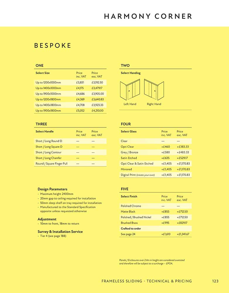 Harmony Corner Bespoke specification