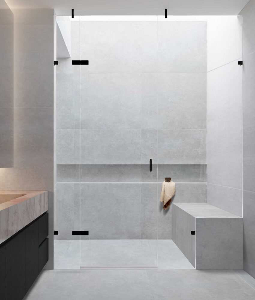 Napoli bespoke alcove shower enclosure in matte black Napoli bespoke alcove shower enclosure in matte black