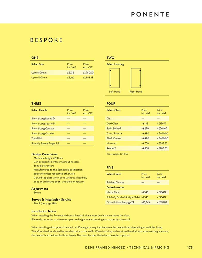 Ponente Bespoke specification