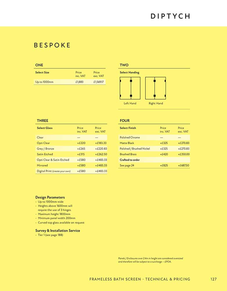 Diptych bespoke specification