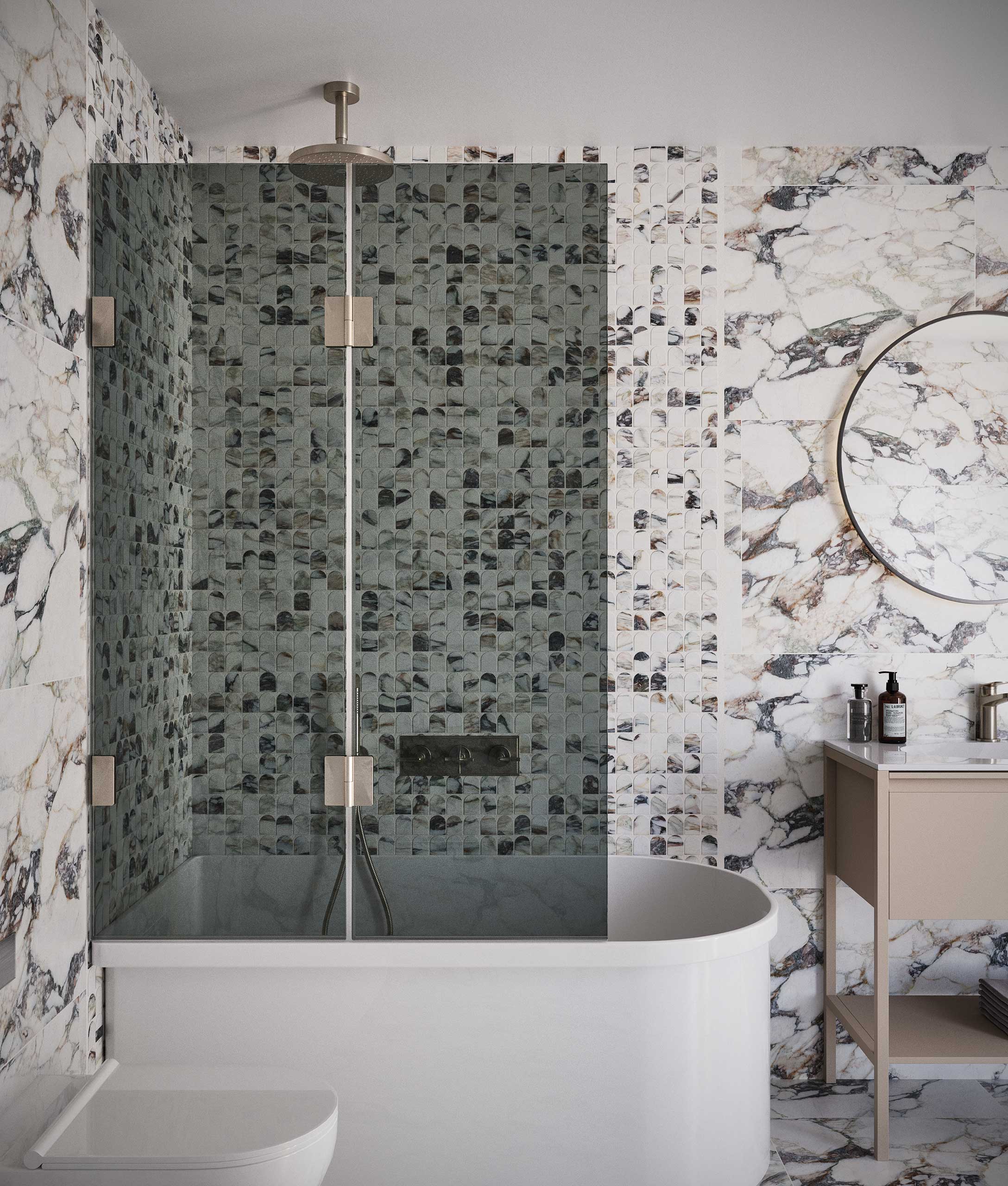 Dipytch bath screen unfolded